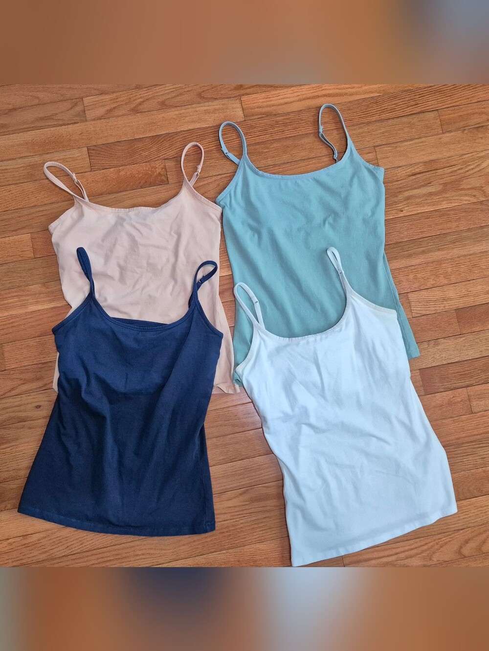 4 Pack - Pact Organic Cotton Adjustable Strap Camisoles With Built In Bras